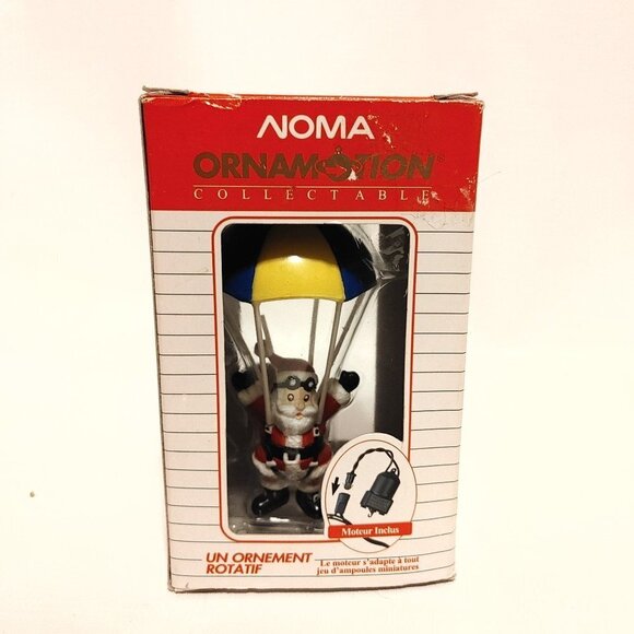 Vintage 1989 Ornamotion Parachuting Santa with Motor Box - Picture 2 of 7
